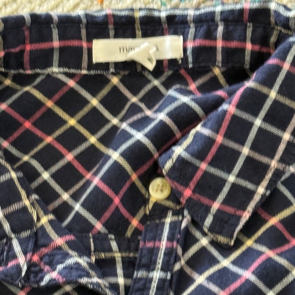 Multi color plaid ladies women long sleeve button up blouse shirt top sz medium - Picture 4 of 5